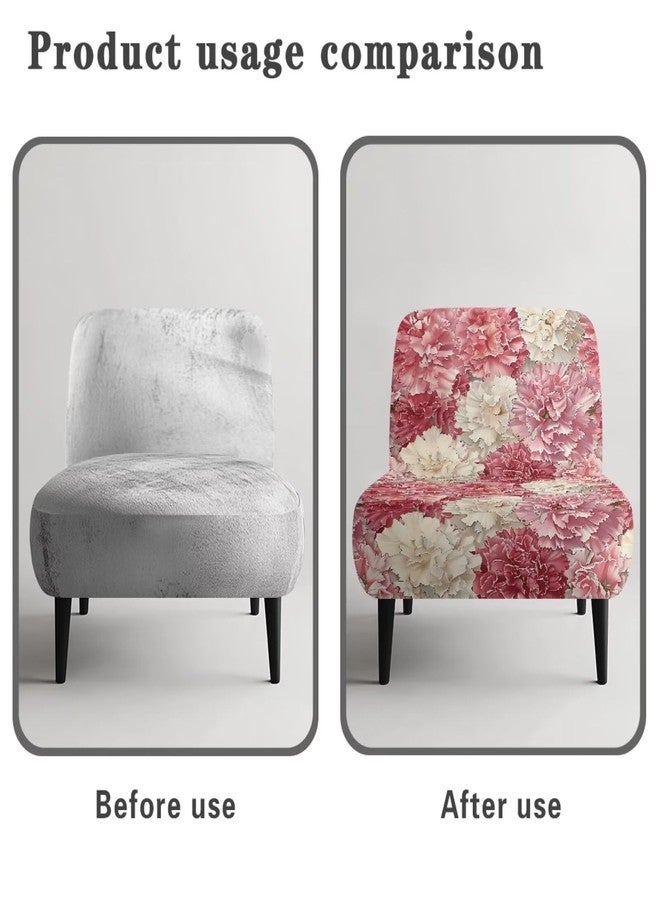 Hechitok Pink White Flower Armless Accent Chair Cover Stretch Slipper Chair Slipcovers with Elastic Bottom Furniture Protector Cover for Living Room Home Hotel - Image 4